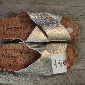 BearPaw Women's Metallic Silver Sandals